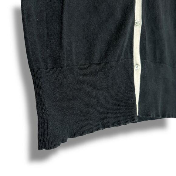 Lacoste Colorblock Knit Cardigan Ivory Gray Black V-Neck Logo Button Front S/M - Picture 5 of 8